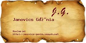 Janovics Génia névjegykártya